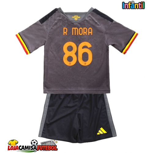 Camisa de Futebol AS Roma Rodrigo Mora #86 Equipamento Alternativo Infantil 2026-27 Manga Curta (+ Calças curtas)
